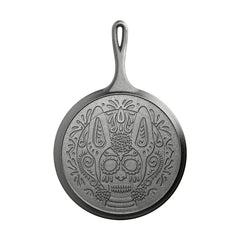 10.5 Inch Seasoned Cast Iron Xolo Sugar Skull Griddle